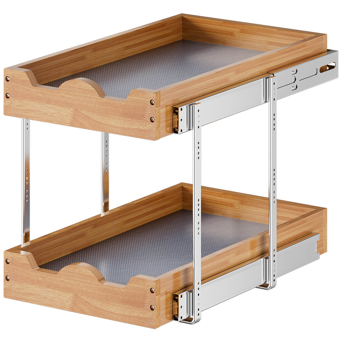 OCG Pull Out Drawers For Cabinets 14 W X 21 D 2 Tier Heavy Duty Slide